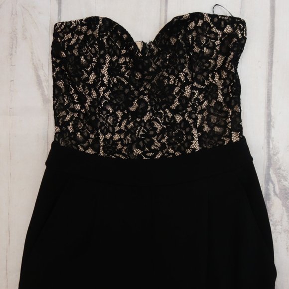 Express Lace Bodice Strapless Sweetheart Jumpsuit - Picture 4 of 6